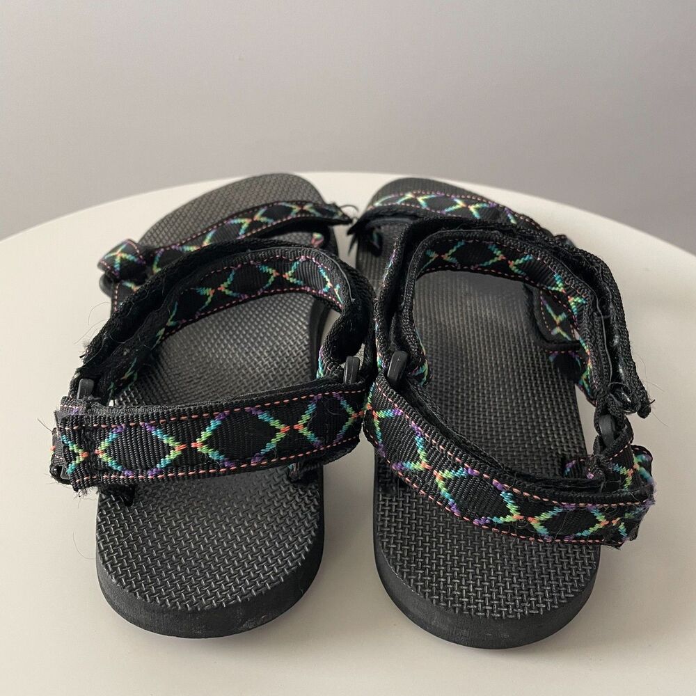 Vintage Teva Hurricane Sandals Mens Size 12 Est.Black Blue Hiking Adjustable USA - Picture 4 of 12